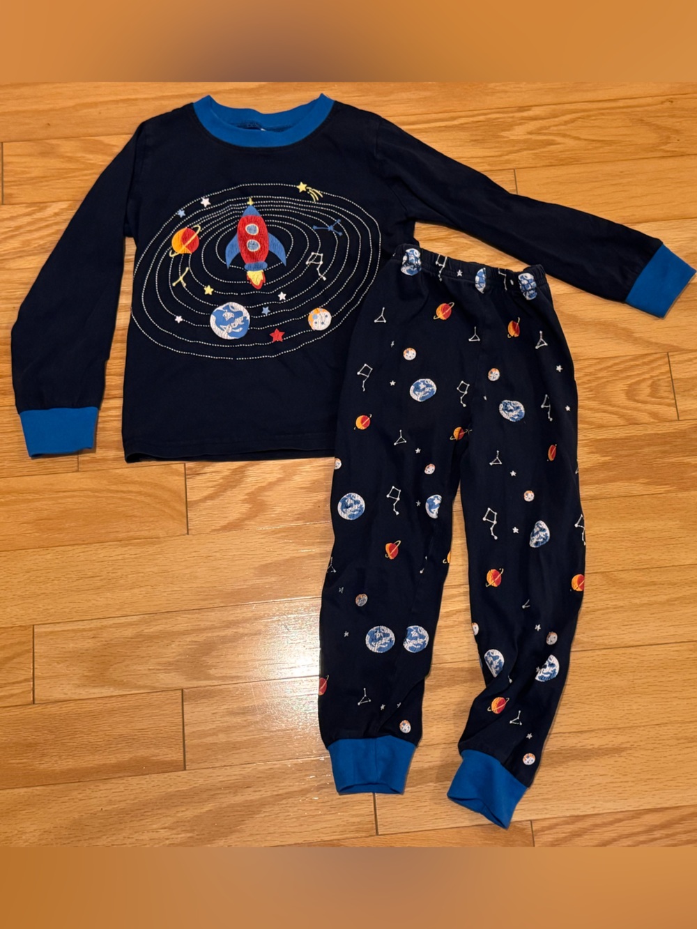 Space ship planets long sleeve long pants pajama set